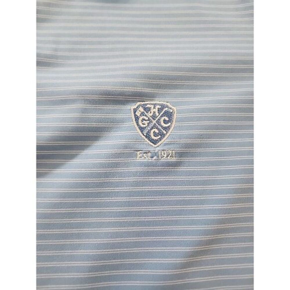 Fairway And Greene Tech Blue Striped Golf Shirt 2XL Logo Est. 1921